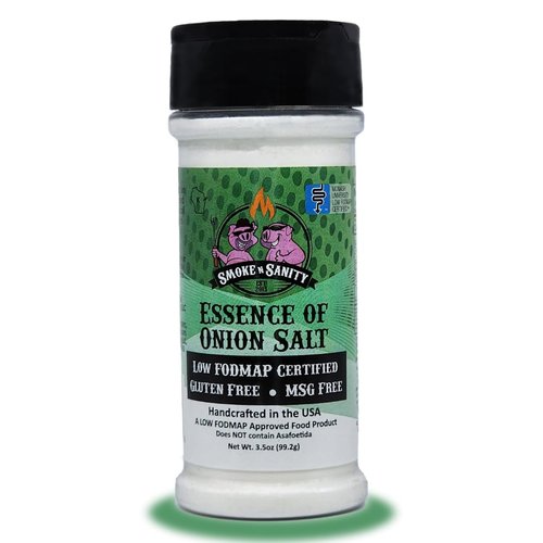 Smoke n Sanity Essence of Onion Salt | Certified Low FODMAP | Contains No Garlic | Certified Gluten Free | Certified Kosher | Dairy Free | 3.5 Ounce Shaker