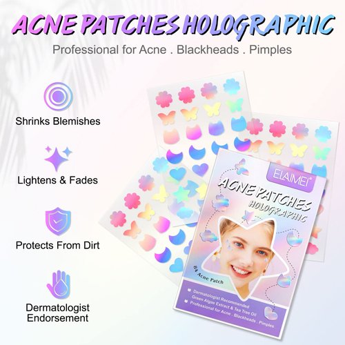 SBHEANGBA Pimple Patches for Face 84 Count Acne Patches for Face, Colorful Star Pimple Patch with Tea Tree Oil，Hydrocolloid Acne Patches Acne Patch Zit Patches for Face