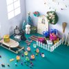 61Pcs Doll House Christmas Hat Decoration Miniature Dollhouse Accessories String Fake Light Door Mini Xmas Tree 1:12 Model Pretend Toys DIY Festival Party Wreath Snowman Fairy Cane Candy Garden