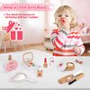 TUSEASY 16-Piece Wooden Makeup Toy Set, Pretend Play Makeup Kit for Toddlers & Little Girls Aged 3-8, Fake Makeup and Beauty Salon Toys, Christmas & Birthday Gifts for Toddler Kids