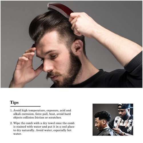 Hair Brush Boar Bristle Styling Brush With Brown Beech Wood Handle, Paddle Hair Brush for Men Women Long Short Thick Thin Curly Frizzy Wavy Dry or Damaged Hair No More, 9.5