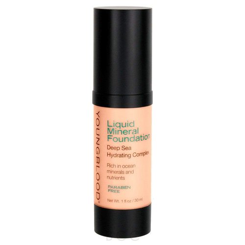 Youngblood Clean Luxury Cosmetics Liquid Mineral Foundation, Belize | Dewy Full Coverage Makeup Dry Skin Poreless Flawless | Vegan, Cruelty-Free