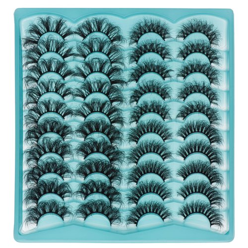 Fluffy Lashes 4 Styles 20-25MM 3D Volume D Curl Super Soft Plant Fibres Strip Lashes 20 Pairs Dramatic False Eyelashes Wispy Long Eye Lashes Mixed Multipack, by Anforlin
