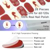 DUKASOU Christmas Semi Cured Gel Nail Strips, Elk | 28 pcs Christmas Style Gel Nail Strips Work with Any UV Lamp, Salon Quality Nail Stickers for Christmas, Include Prep Pads, Nail File&Wood Stick