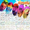 24 Sheets Summer Nail Art Stickers, Palm Tree Beach Water Transfer Nail Decals, 3D Anchor Design DIY Manicure Decorations for Women Girls