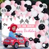 Pink Racing Car Birthday Party Decorations for Girls with Race on Over Happy Birthday Backdrop, Pink Balloon Garland Kit for Kids Birthday Party Supplies, Race Car Fast One Two Fast Party Supplies