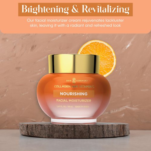 Skin Ceremony Collagen & Vitamin C Nourishing Facial Moisturizer - Reduces Fine Lines & Wrinkles - Promotes A Brighter, Smoother Skin Compexion - Skin Care Made in Korea - 1.69 FL.OZ.