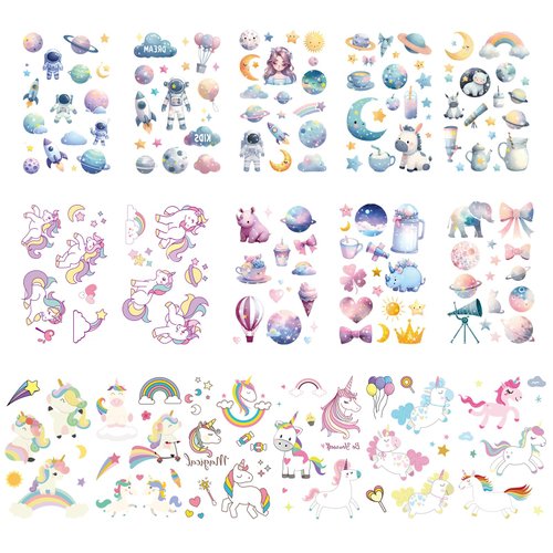 32 Sheets (800 Patterns) Safe Non-Toxic Kids Waterproof Temporary Tattoos,Children's Temporary Tattoo Toys,Mixed Mermaids Temporary Tattoos Stickers,Diy Sticker Arts,Birthday Party Supplies For Kids