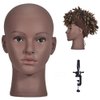 Afro Cosmetology Mannequin Head Bald Manikin head for Wigs Making Wig Display Hat Display Glasses Display with Free Clamp