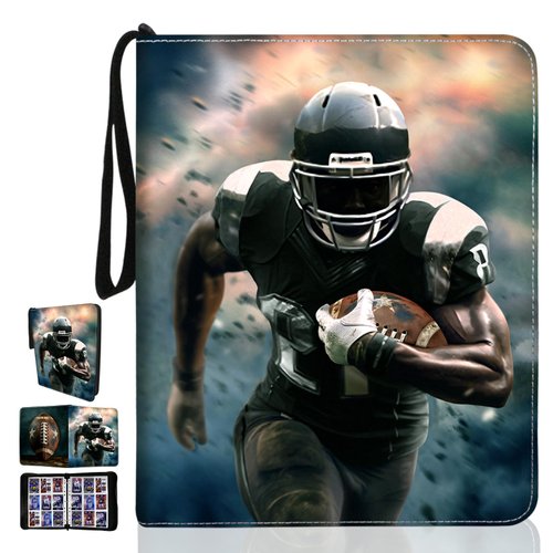 Card Binder 9 Pocket Fits 900 Cards with 50 Removable Sleevesves, Trading Card Binder Sports Card Binder Basketball Card Binder Baseball Card Binder Trading Card Albums (Football-R-L)