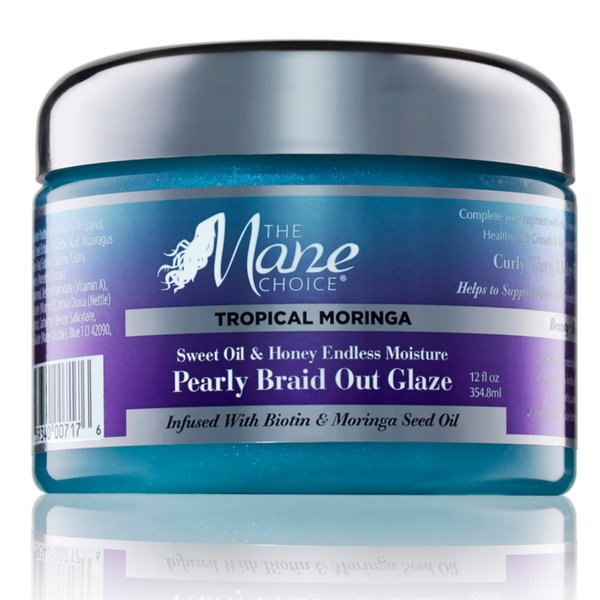 The Mane Choice Tropical Moringa Sweet Oil & Honey Endless Moisture Braid-Out Hair Glaze, Twist & Braid Cream Gel w/Flexible Hold for Hair Definition & Strength, Helps Reduce Frizz & Breakage, 12 Oz