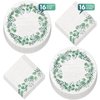 Botanical Garden Eucalyptus & Linen Paper Dessert Plates and Guest Napkins (16 Plates & Napkins)