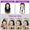 Neverland Beauty Mannequin Head with 50% Real Human Hair, 24 Inch Makeup Cosmetology Manikin Practice Head with Hair, Braiding Hairdressing Doll Head for Hair Styling with False Eyelashes #1B
