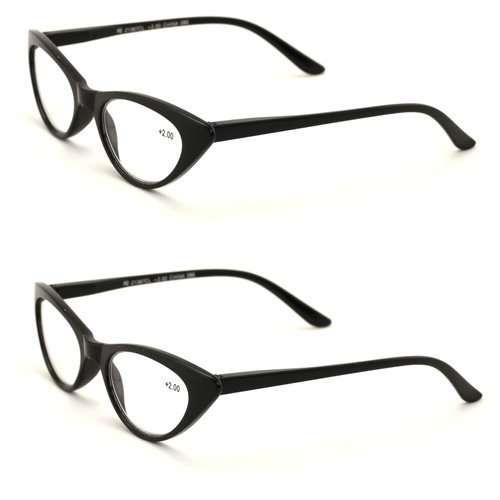 V.W.E. 2 Pairs Deluxe Female Cateye Vintage Reading Glasses Women Readers (2 Black, 2.75)