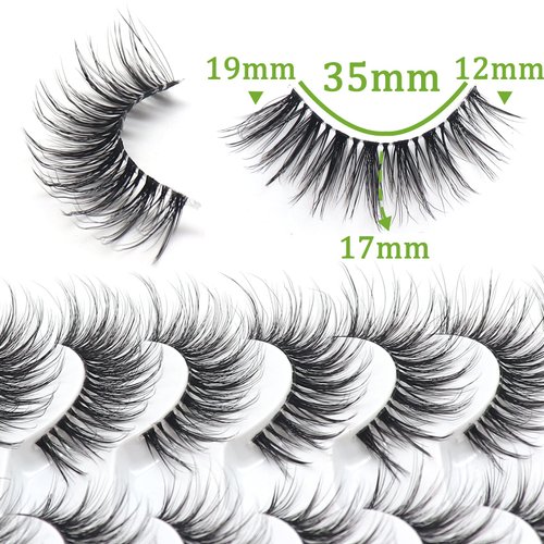 Losha Eyelashes Wispy Lashes Natural Look 8 Pairs Clear Band False Eyelashes Handmade Reusable Fake Eye Lashes Pack (G1)