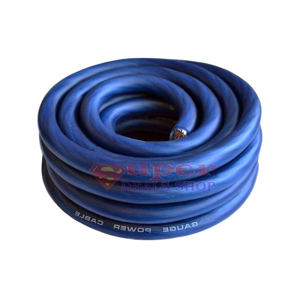 20 FT Ultra Flexible Blue Oxygen Free 4 Gauge AWG Power Ground Stranded Wire Cable Car Audio Copper Clad Sold by The Foot Super-Deals-Shop