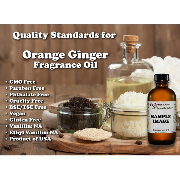Orange Ginger Fragrance Oil - 4 oz - Supplied in 4 oz. Amber Glass Bottle with Black Phenolic Cone Lined and Safety Sealed Cap