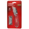 Husky 21113 Folding Sure-Grip Lock Back Utility Knife w/ 10 Disposable Blades Included (Colors Vary)