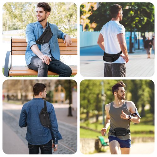 ProCase Fanny Pack Waist Packs for Men Women, Waist Bag Hip Pack for Travel Hiking Running Outdoor Sports -Black