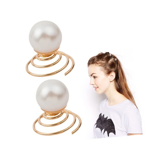 SHOWERORO Spiral Hair Pins with Pearls - 12pc Elegant Gold Metal Twist Coil Hairpin Set for Bridal & Prom Parties - Birthday Celebrations Unique Dpwoum Pearl Twist Hair Accessories