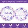 80 Pcs A Little Butterfly Is On The Way Party Supplies Spring Butterfly Baby Shower Paper Plates Napkins Forks Dinnerware for Butterfly Theme Girls Gender Reveal 1st Bday Party Decorations