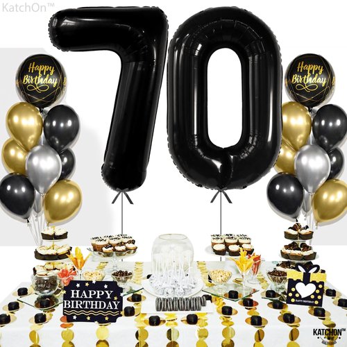 KatchOn, Giant Black 70 Balloon Numbers - 40 Inch | 70th Birthday Balloons, 70th Birthday Decorations | Black 70th Birthday Party Decorations | 70 Balloons Numbers, 70 Birthday Decorations