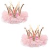 OHAOLYLE 2 Pcs Crown Hair Clips Baby Alligator Hair Clips Toddler Lace Rhinestone Princess Style Hair Accessory Birthday Hair Accessories for Students Children Girls Pink