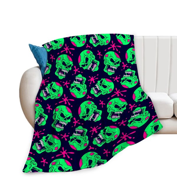 Skull Blanket Soft Warm Fuzzy Fleece Horror Skull Throw Blanket Smooth Cozy Plush Flannel Skeleton Blanket for Boys Girls Man Woman Home Chair Sofa Couch Bed 50"x40"