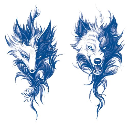 Oottati 2 Sheets Semi Permanent Waterproof Temporary Tattoos, 2 Weeks Long Last, 100% Plant-Based Ink Infinity Realistic Stickers, Fox Wolf Arm