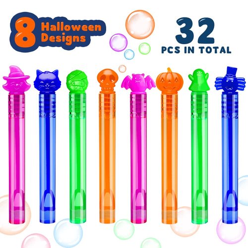 VKTEN 32Pcs Halloween Bubble Wands Mini Bubbles Party Favors for Kids Halloween Party Favors Treat Bag Stuffers Goody Bag Filler Halloween Treats Prizes