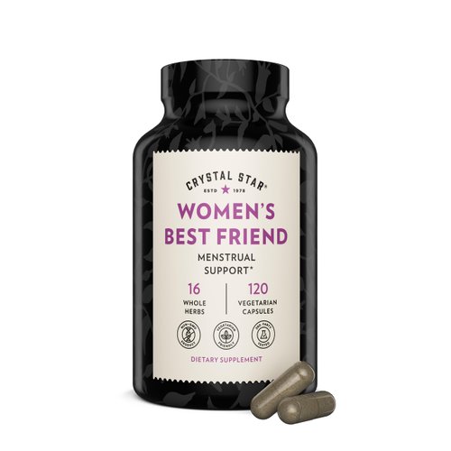 Crystal Star Women's Best Friend for Periods, 120 Capsules - Menstrual Abdominal Cramps, Bloating, & Monthly Cycle Support - Natural Female Herbal Supplement Caps - Vegetarian Vegan Non-GMO