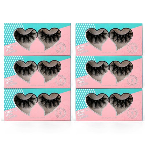 SY SHUYING 6 Pairs 18mm Mink Lashes 3D Real Mink Eyelashes Natural Look False Eyelashes 100% Handmade 6D Fluffy Soft Reusable Full Volume Strip Eye Lashes (Honey)