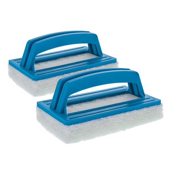 U.S. Pool Supply Hand-Held Pool Scrub Brush, 2 Pack - Scrubbing Scouring Sponge Pad - Clean Pool Tile & Grout, Walls, Vinyl Liners, Spas - Surface Cleaning Scrubber, Kitchen, Bathroom Tub, Shower Tile