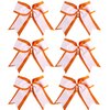 8 Inch 2 Colors 2 Layers 6 Pcs Jumbo Cheerleader Bows Ponytail Holder Cheerleading Bows Hair Elastic Hair Tie for High School College Cheerleading (Orange/White)