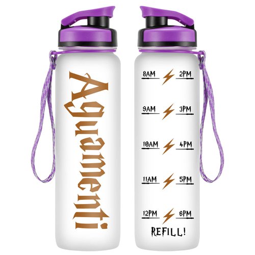 LEADO 32oz 1Liter Motivational Tracking Water Bottle with Times to Drink - Aguamenti - Funny Mothers Day, Birthday Gifts for Women, Men, Friends, Coworkers, Mom, Dad, Wife, Husband, Sister