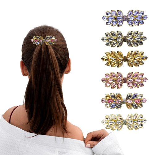JULIYOOYOO Crystal Hair Barrette Clips for Women and Girls,Stylish and Elegant Hair Accessories,Hair Barrette Clip with Rhinestones Embedded as Decoration Teacher Appreciation Gifts(Yellow)