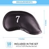 All Teed Up Premium Magnetic Leather Iron and Wedge Golf Club Head Covers | Set of 10 | Fits Most Clubs | Embroidered Club Label on Both Sides of Club Head Cover