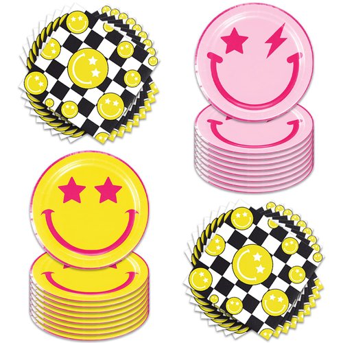 Generic 40pcs Smiling Face Birthday Party Supplies-Party Decorations Tableware For Kids, Plate, Napkin Party Decorations Dinnerware