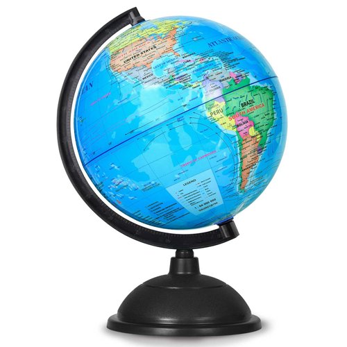 KISEER 8 Inch World Globe with Stand Rotating Earth Spinning Globe for Kids Geography Classroom Education or Decorations (Blue)