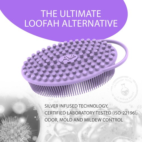 Avilana (Style 1) 2-in-1 Exfoliating Silicone Body Scrubber - Hygienic Shower Loofah Sponge Alternative for Deep Clean & Soft Skin