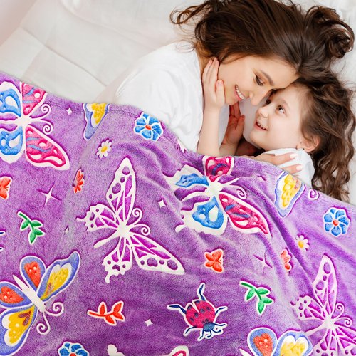 Gdindff Glow in The Dark Blanket Butterfly Gifts Toys for Girls Women Butterfly Blankets for Birthday Gifts for Kids