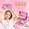 Kids Makeup Kit for Girls, Real Washable Cosmetic Set with Mirror, Jewelry Bracelet Making Kit for Kids Makeup Toy, Kids Makeup Sets for Girls 4 5 6 7 8 9 10 11 12 Years Old Kid (Pink)