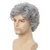 Dai Cloud Grey Short Curly Wigs for Men Natural Fluffy Synthetic Layered Daily Hair for Male Wig Cap