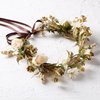 KorViSHOW Vintage Rose Flower Crown - Golden Leaves White Classic Flower Headband Fairy Elegant Flower Headpiece for Women Girls Christmas Mucic Festivals Photo Prop