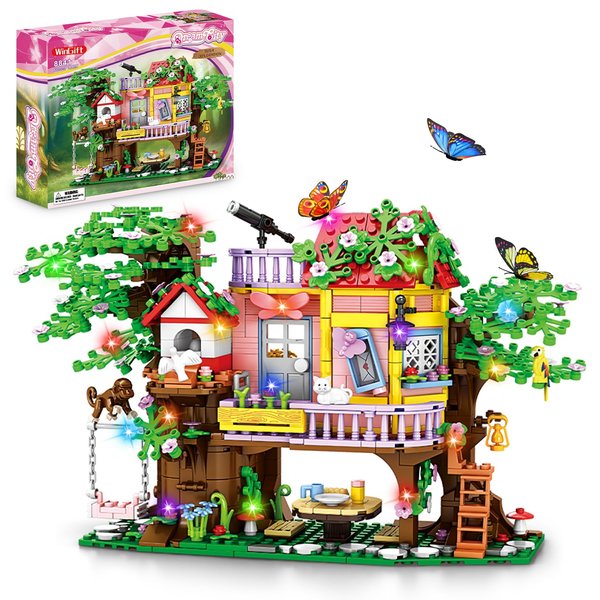 WINGIFT 840 Piece Tree House Building Sets,Girls Creative Forest House Building Blocks Kit,STEM Friends Friendship Tree House with Swing Animals Flowers,Christmas Birthday Gifts for Girl Boy Age 6-12+