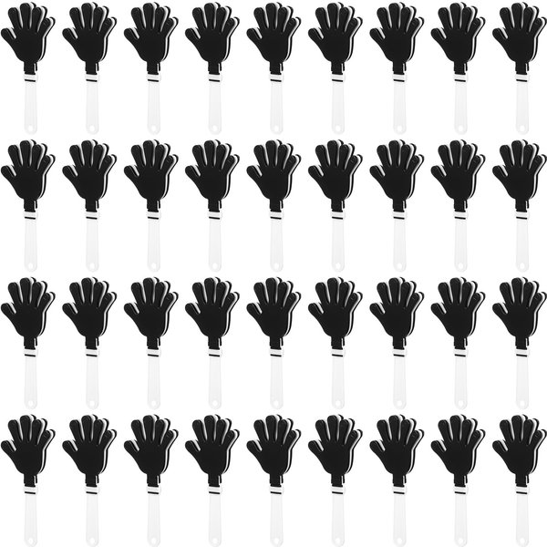 ZCYSRLQIN 36 Pcs Hand Clappers 7.5 Inch Plastic Clappers Noisemakers Party Favors Clapping Noise Maker Birthdays Game Prizes Classroom Rewards Football Sporting Events Cheers Supplies (Black,White)