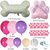 Dog Balloon Arch Garland, Pink Purple Dog Print Balloons with Bone Foil Balloons for Dog Birthday Decorations Girls Birthday Pet Dog Party Supplies