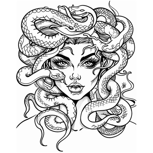 Dopetattoo 6 Sheets Fake Tattoos Medusa Tattoo Temporary Tattoos Suitable for Adult Women Men for Children Boys and Girls