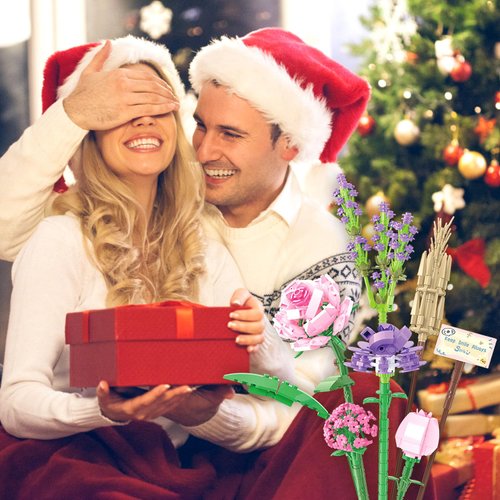 Chodia Flower Bouquet Building Blocks Sets for Adults Mini Pink Rose Lavender Botanical Collection Toys Kits Creative Birthday Anniversary for Women Girlfriends Kids 8 8+ 8-12 (393PCS)