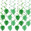 32 Pcs Hawaiian Luau Party Palm Leaves Swirl Decorations Hanging Ceiling Green Decoration Tropical Party for Summer Baby Shower Birthday Supplies (Cute Style)